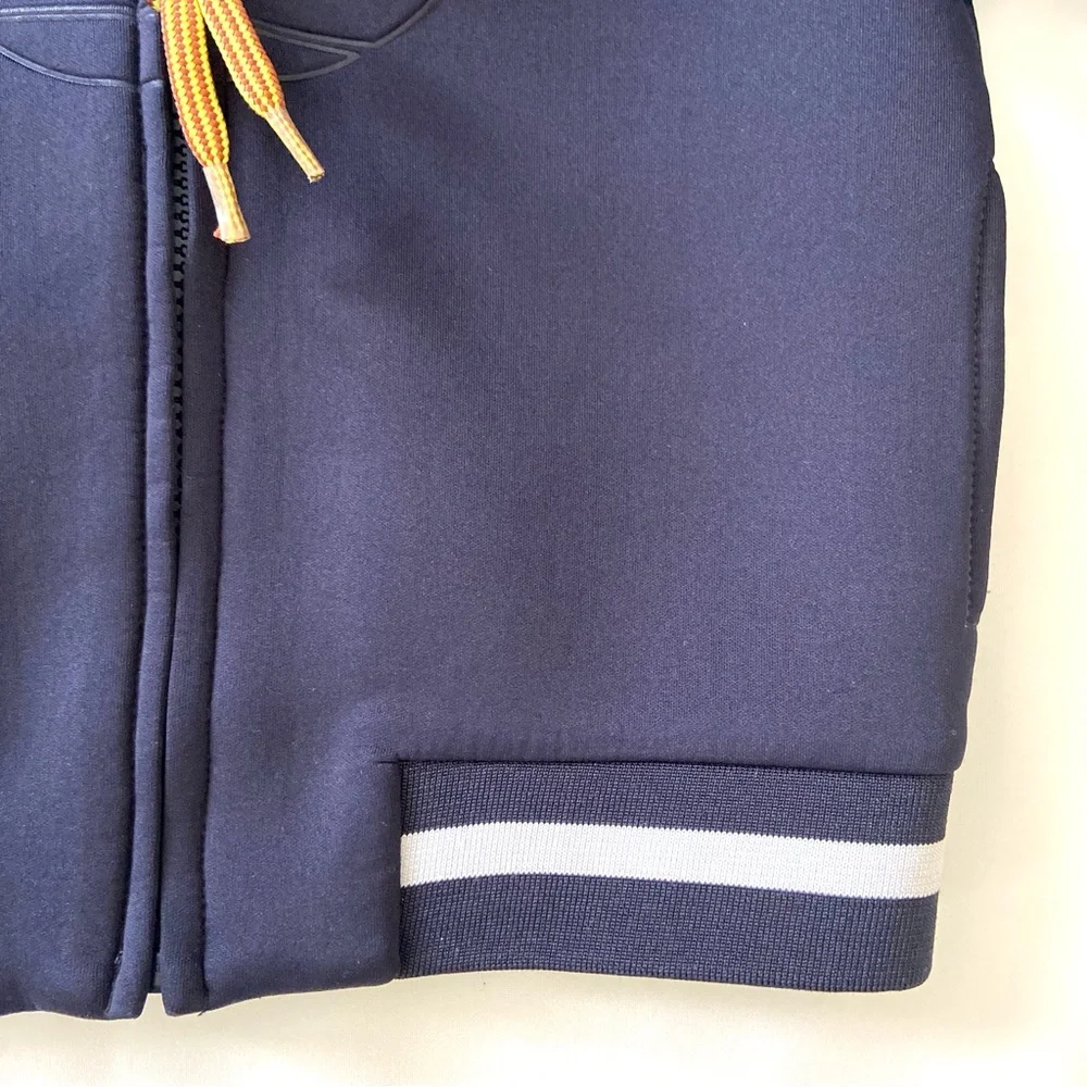Timberland Kids Navy Blue Scuba Neoprene Zip Hoodie Embossed Logo, Boy’s Size 4